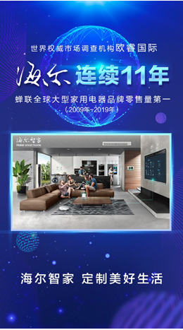 欧睿国际：海尔全球十一连冠，生态品牌再加速