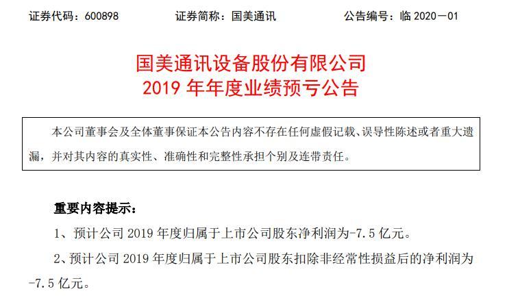 国美通讯2019年预计净亏超7亿 商誉减值3.5亿 或面临退市风险