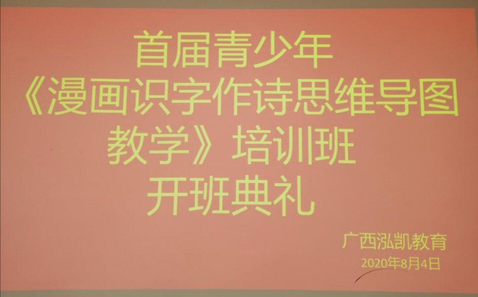 广西泓凯教育首届青少年“漫画识字作诗思维导图教学”培训班开班了！