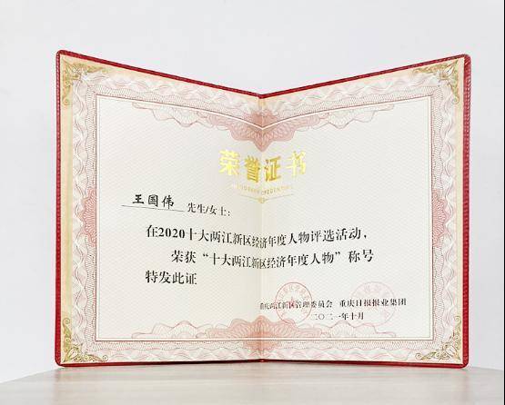 两江新区十大人物证书
