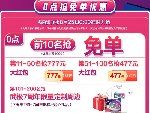 武极电脑周年庆——抢免单、送周边、领满减…七重礼遇，拿来吧你！