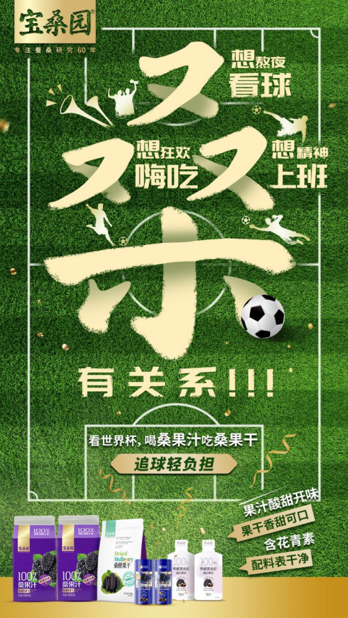 畅饮无负担，让宝桑园NFC100%桑果汁陪你看球吧！