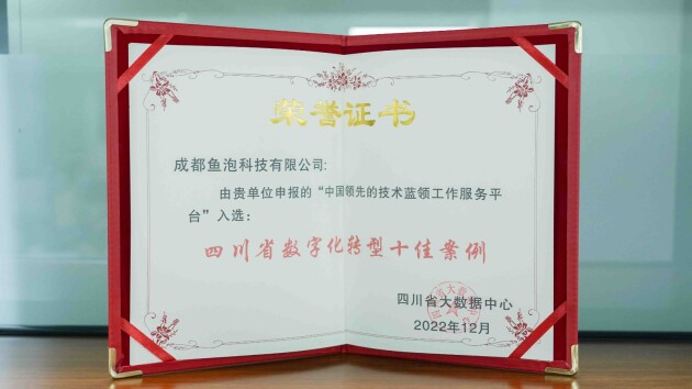 鱼泡网入选2022年四川省数字化转型十佳案例