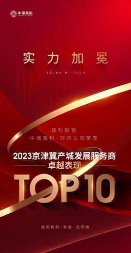 匠心筑园实力共鉴！中南高科环京区域荣获克而瑞产城年度测评认证！