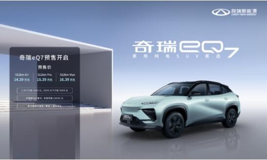 中国首个铝基平台纯电SUV奇瑞eQ7预售开启