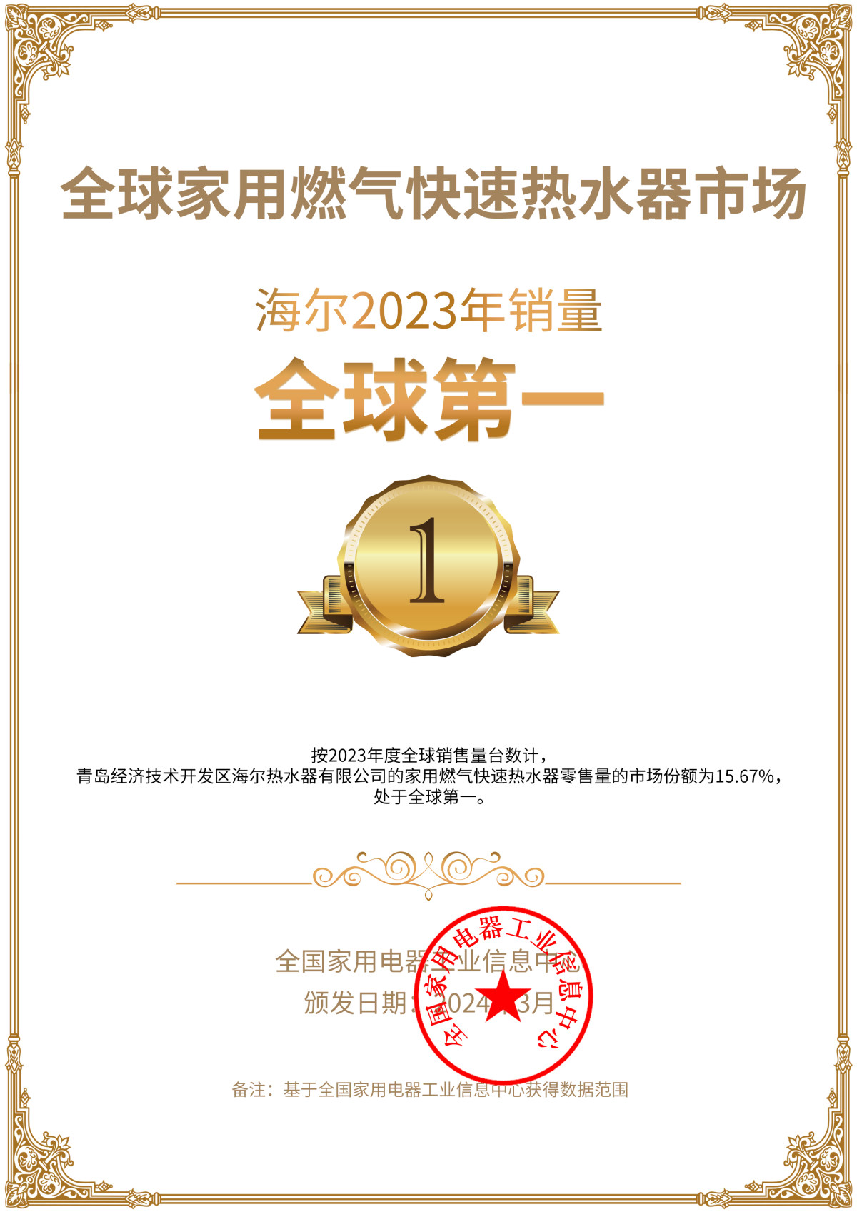 三年三冠！海尔燃气热水器持续收获全球用户认可