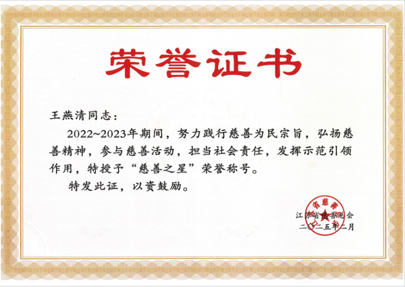 先导集团董事长王燕清获“江苏慈善之星”荣誉，企业社会责任再获肯定
