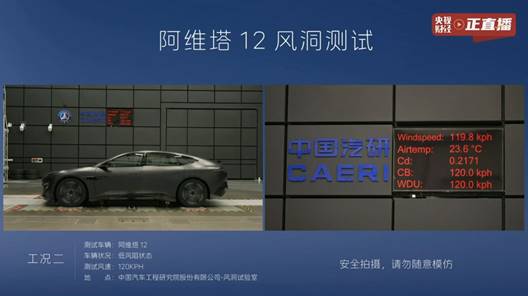 公证实锤！阿维塔12风阻低至0.217Cd，直播风洞测试展现硬核技术