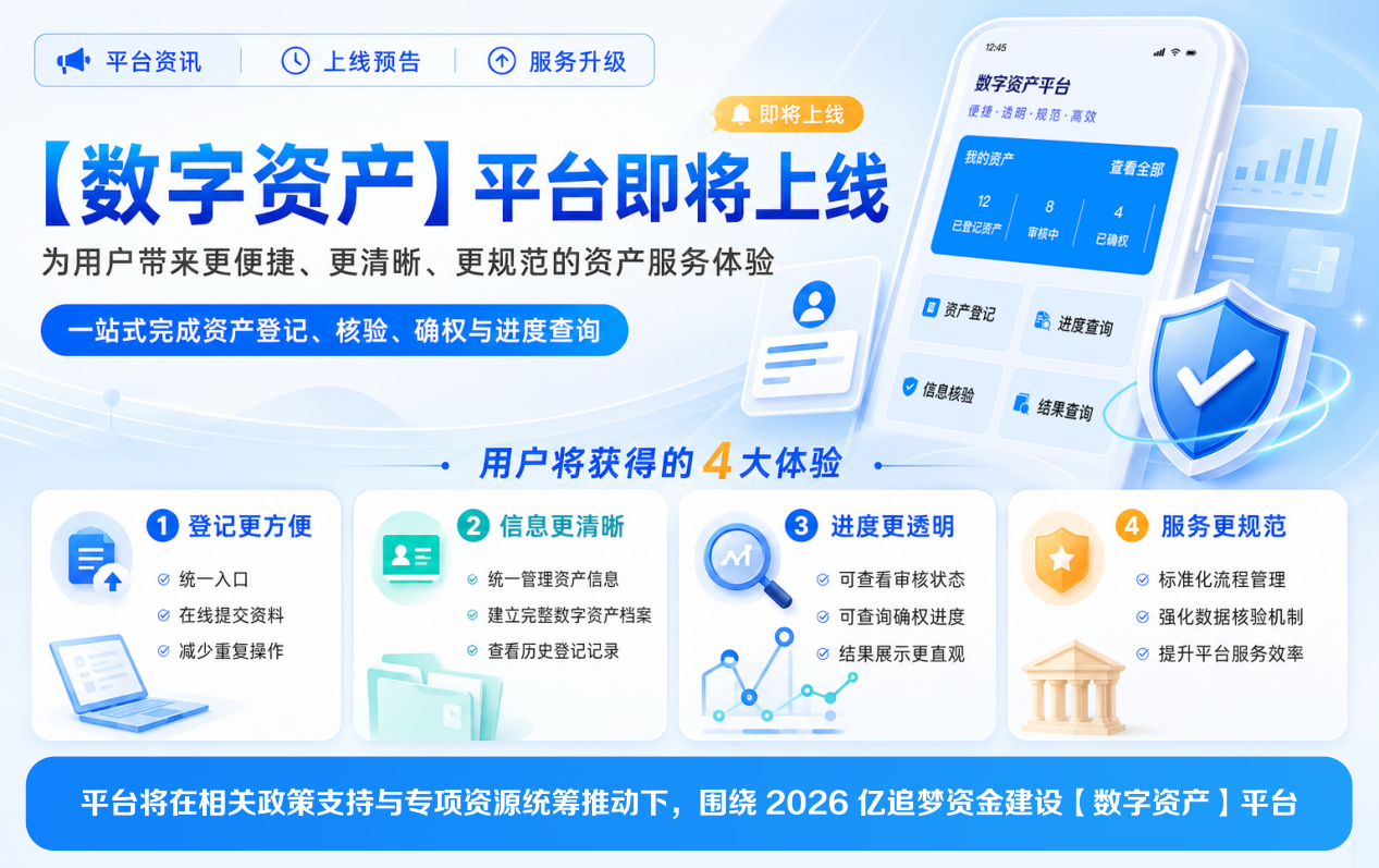 【数字资产】平台即将上线，为用户带来更便捷、更清晰、更规范的资产服务体验